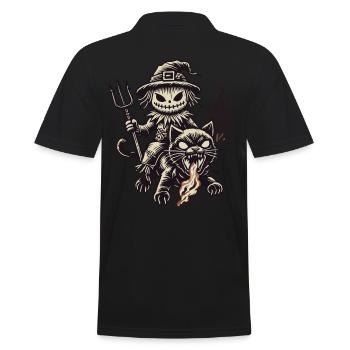 Creepy Devil Cat Dark Cats Design - Men's Polo Shirt - black - Back - Kai (181cm)