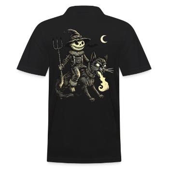 Creepy Devil Cat Dark Cat Rider - Men's Polo Shirt - black - Back - Kai (181cm)