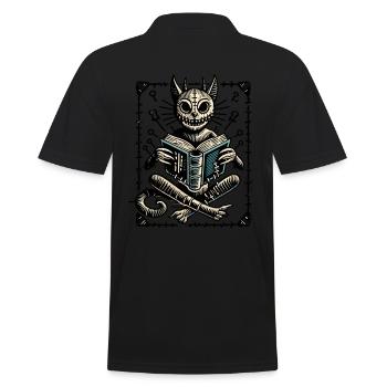 Creepy Cat Mage Dark Goth Cat - Men's Polo Shirt - black - Back - Kai (181cm)