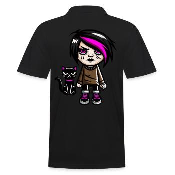 Pastell Goth Style Mürrischer Katzenliebhaber Goth - Männer Poloshirt - Schwarz - Hinten - Kai (181cm)