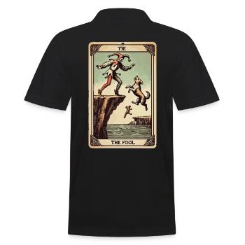 Tarotkarten Design Der Narr Halloween Vintage - Männer Poloshirt - Schwarz - Hinten - Kai (181cm)