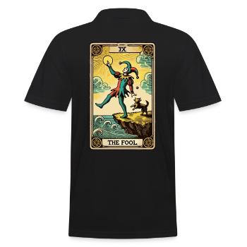 Tarotkarten Design Der Narr Halloween Vintage - Männer Poloshirt - Schwarz - Hinten - Kai (181cm)