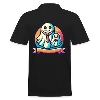 dad ghost father with child funny halloween - Men's Polo Shirt - black - Back - Kai (181cm)