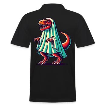 Cute Dinosaur Ghost Funny T-Rex - Men's Polo Shirt - black - Back - Kai (181cm)