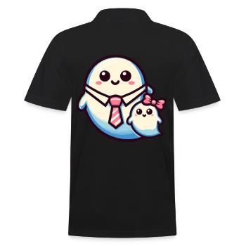 Dad Ghost Scary Halloween Costume Idea - Men's Polo Shirt - black - Back - Kai (181cm)