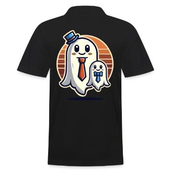 dad ghost father with child funny halloween - Men's Polo Shirt - black - Back - Kai (181cm)