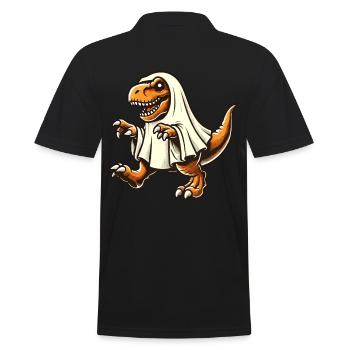 Cute Dinosaur Ghost Funny T-Rex - Men's Polo Shirt - black - Back - Kai (181cm)