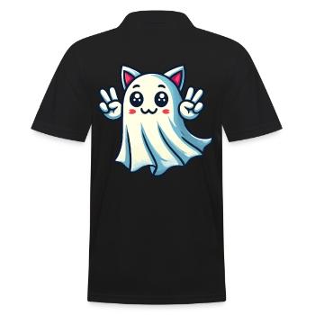 Cat Ears Ghost Costume Idea Kemonomimi Girl - Men's Polo Shirt - black - Back - Kai (181cm)