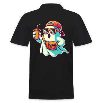 Boo-Jee Gespenst Lustiger Modischer Geist - Männer Poloshirt - Schwarz - Hinten - Kai (181cm)
