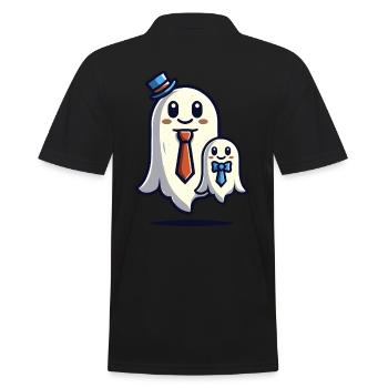 Papa Gespenst Vater Mit Sohn Lustiges Halloween - Männer Poloshirt - Schwarz - Hinten - Kai (181cm)