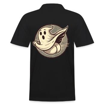 Funny Halloween Ghost Freak Under Sheet - Men's Polo Shirt - black - Back - Kai (181cm)