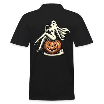 Seductive Ghost Funny Halloween Design - Men's Polo Shirt - black - Back - Kai (181cm)