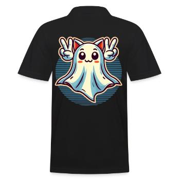 Cat Ears Ghost Kemonomimi Girl Halloween - Men's Polo Shirt - black - Back - Kai (181cm)