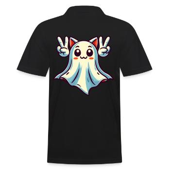 Cat Ears Ghost Kemonomimi Girl Halloween - Men's Polo Shirt - black - Back - Kai (181cm)