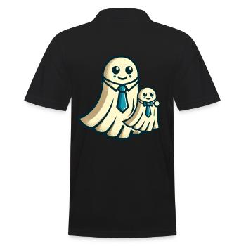 Dad Ghost Father with Child Funny Halloween - Men's Polo Shirt - black - Back - Kai (181cm)