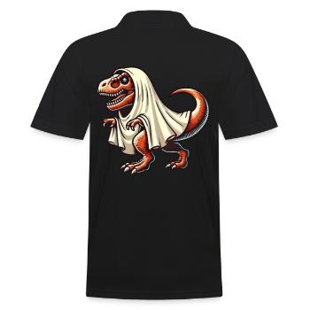 Cute Dinosaur Ghost Funny T-Rex - Men's Polo Shirt - black - Back - Kai (181cm)