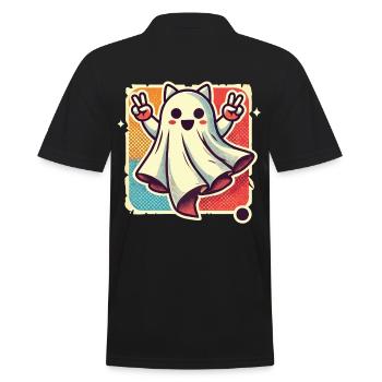 Cat Ears Ghost Kemonomimi Girl Halloween - Men's Polo Shirt - black - Back - Kai (181cm)