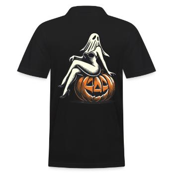 Seductive Ghost Funny Halloween Design - Men's Polo Shirt - black - Back - Kai (181cm)