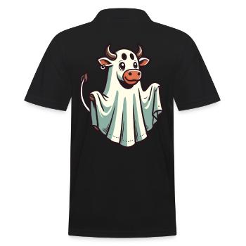 Funny Cow Ghost Bull Sheet Costume Idea - Men's Polo Shirt - black - Back - Kai (181cm)