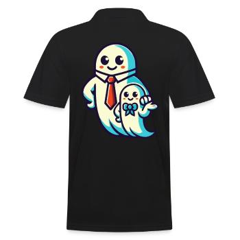 papa fantôme père avec son fils drôle halloween - Polo Homme - noir - Dos - Kai (181cm)