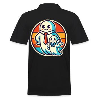 dad ghost father with child funny halloween - Men's Polo Shirt - black - Back - Kai (181cm)