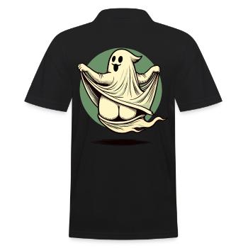 Funny Halloween Ghost Freak Under Sheet - Men's Polo Shirt - black - Back - Kai (181cm)
