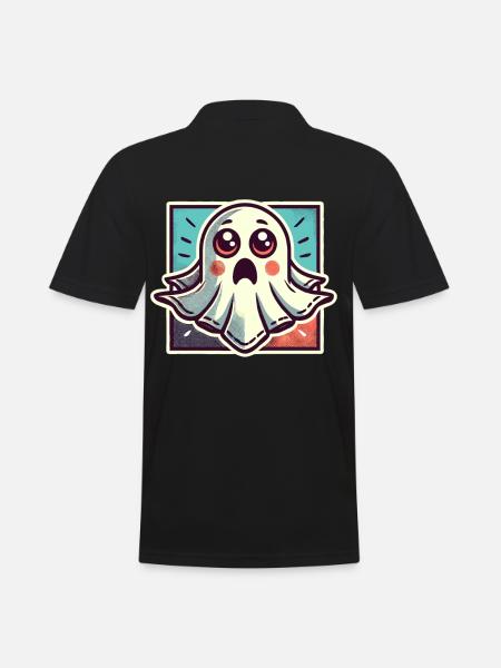Scared Ghost Funny Ghost Design - Men's Polo Shirt - black