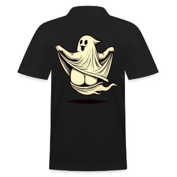 Funny Halloween Ghost Freak Under Sheet - Men's Polo Shirt - black - Back - Kai (181cm)