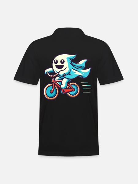 Bicycle Riding Ghost Funny Ghost - Men's Polo Shirt - black