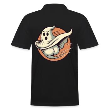 Funny Halloween Ghost Freak Under Sheet - Men's Polo Shirt - black - Back - Kai (181cm)