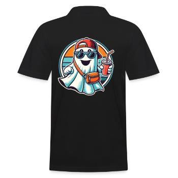 Boo-Jee Gespenst Lustiger Modischer Geist - Männer Poloshirt - Schwarz - Hinten - Kai (181cm)