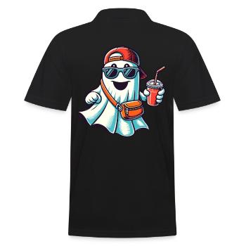 Boo-Jee Gespenst Lustiger Modischer Geist - Männer Poloshirt - Schwarz - Hinten - Kai (181cm)