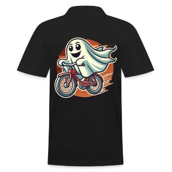 Bicycle Riding Ghost Funny Ghost - Men's Polo Shirt - black - Back - Kai (181cm)