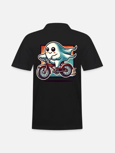 Bicycle Riding Ghost Funny Ghost - Men's Polo Shirt - black