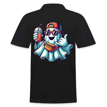 Boo-Jee Gespenst Lustiger Modischer Geist - Männer Poloshirt - Schwarz - Hinten - Kai (181cm)