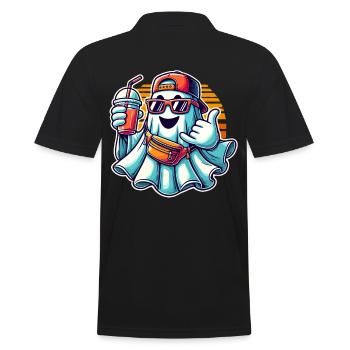Boo-Jee Gespenst Lustiger Modischer Geist - Männer Poloshirt - Schwarz - Hinten - Kai (181cm)