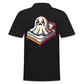 Sad Ghost Funny Ghost Design - Men's Polo Shirt - black - Back - Kai (181cm)