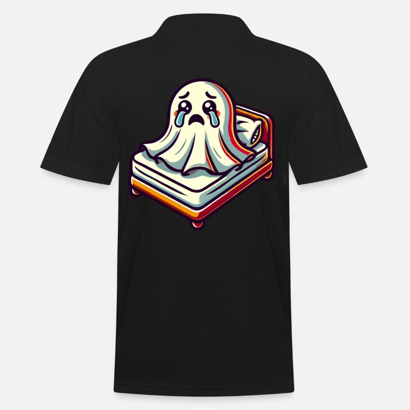 Sad Ghost Funny Ghost Design - Men's Polo Shirt - black