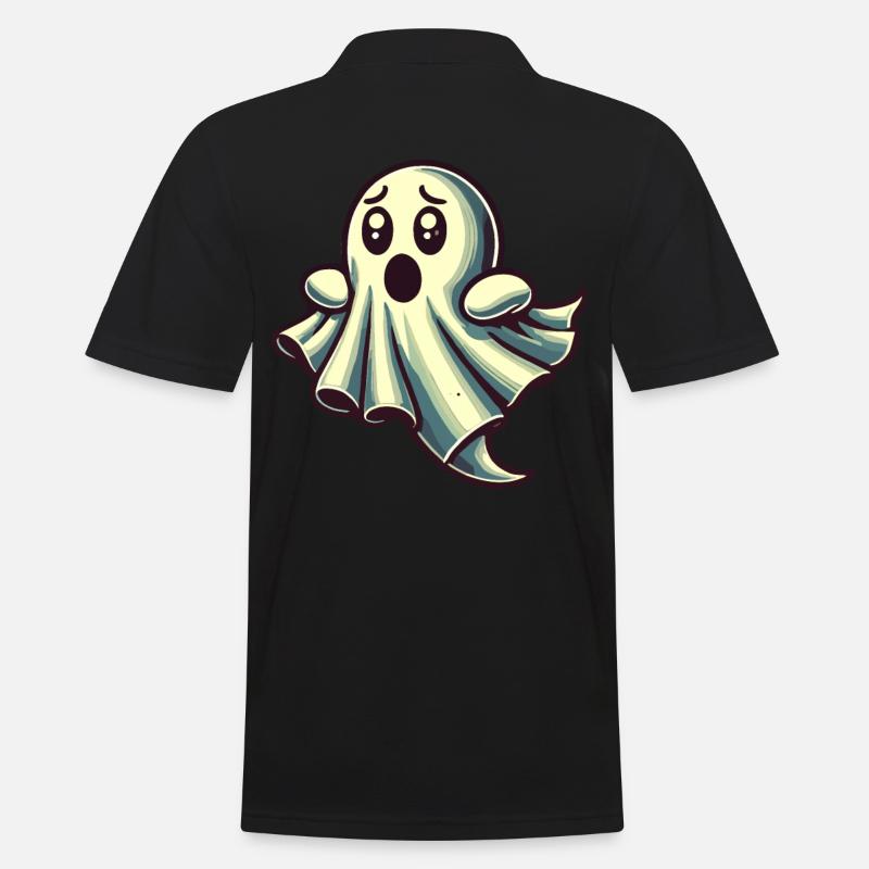 Scared Ghost Funny Ghost Design - Men's Polo Shirt - black