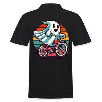 Bicycle Riding Ghost Funny Ghost - Men's Polo Shirt - black - Back - Kai (181cm)