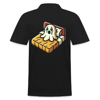 Sad Ghost Funny Ghost Design - Men's Polo Shirt - black - Back - Kai (181cm)
