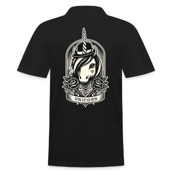 Creepy Gothic Unicorn Aesthetic Goth Design - Men's Polo Shirt - black - Back - Kai (181cm)