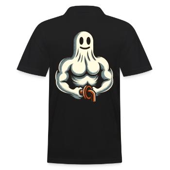 Bodybuilding Ghost Funny Gym Ghost - Men's Polo Shirt - black - Back - Kai (181cm)