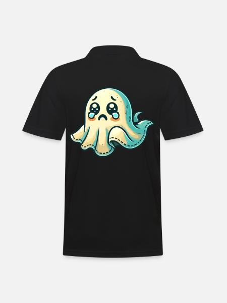 Sad Ghost Funny Ghost Design - Men's Polo Shirt - black