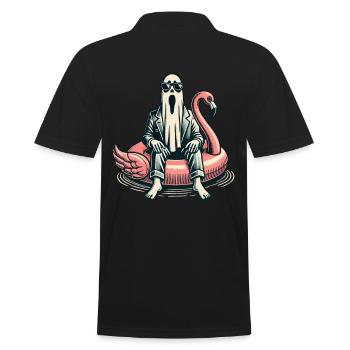 Summer Halloween Spooky Lifestyle Costume Idea - Men's Polo Shirt - black - Back - Kai (181cm)