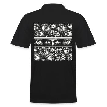 Gloomy Eyes Creepy Halloween Design - Men's Polo Shirt - black - Back - Kai (181cm)
