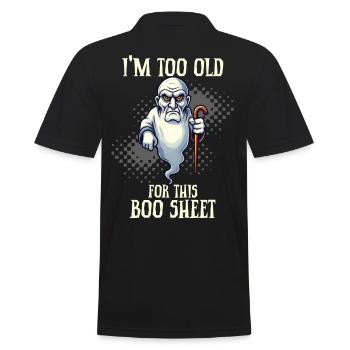 Grumpy Boo Sheet Ghost Funny Saying Design - Men's Polo Shirt - black - Back - Kai (181cm)