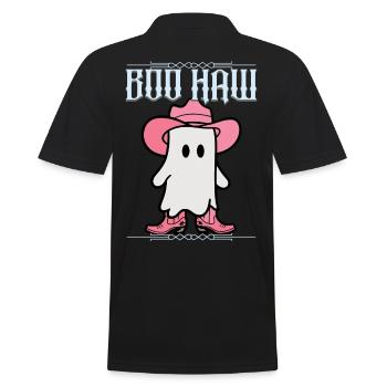 Cute Cowboy Ghost Says Boo Haw - Men's Polo Shirt - black - Back - Kai (181cm)