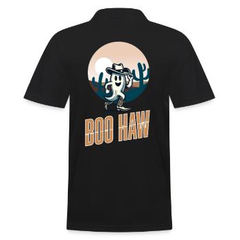 Funny Cowboy Ghost Says Boo Haw Halloween - Men's Polo Shirt - black - Back - Kai (181cm)