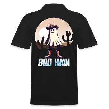 Funny Cowboy Ghost Says Boo Haw - Men's Polo Shirt - black - Back - Kai (181cm)